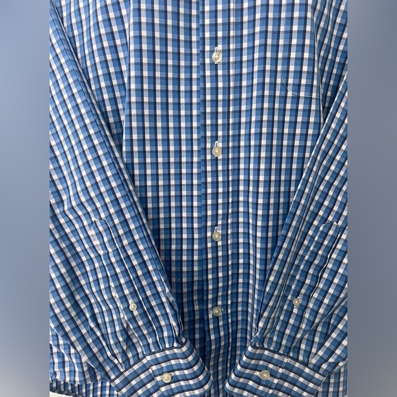 Lands' End Blue and White Casual Button Down Shirt 16-35 - Picture 9 of 10